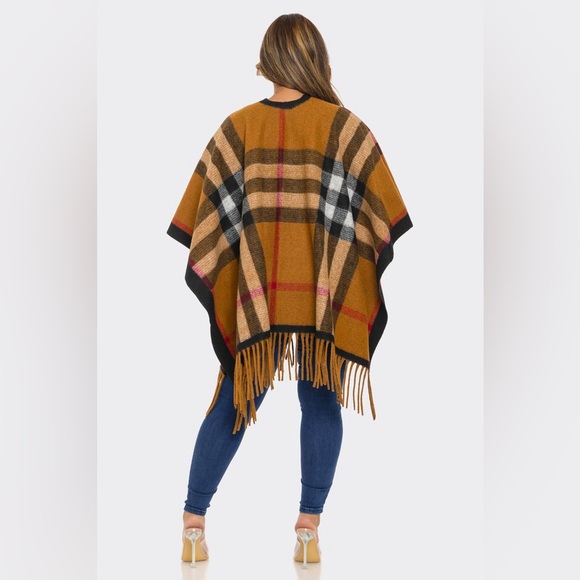 #119 Chic Plaid Poncho - Picture 5 of 7